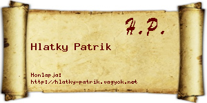 Hlatky Patrik névjegykártya